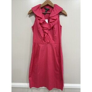 Lauren Ralph Lauren Sheath Dress 6 Pink Ruffle Cotton Party Wedding Guest NEW